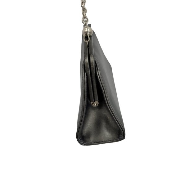 Vtg Inge Christopher Evening Bag Gunmetal Gray Faux Leather Crossbody Baguette - Picture 6 of 11